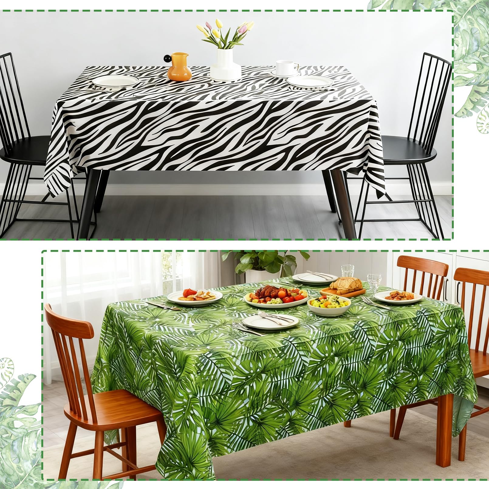 PUREZON Animal Safari Tablecloth, 12 Pack, 54 x 108 Inch, 6 Styles