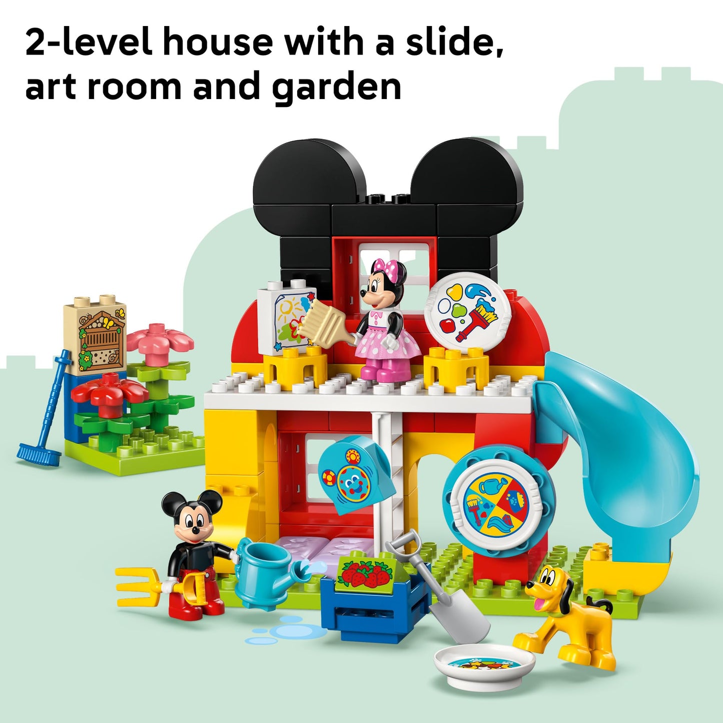 LEGO DUPLO Disney Mickey Mouse Clubhouse with Minnie & Pluto Building Toy - Fine Motor Skill Toy for Toddlers, Ages 2+ - Mickey Mouse Toy for Boys &
