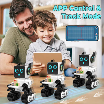 okk Robot Toys for Kids, Programmable Remote Control Robot, Interactive Toys with Coin Bank, LED and Tray, Walking Talking Singing Dancing Gift for