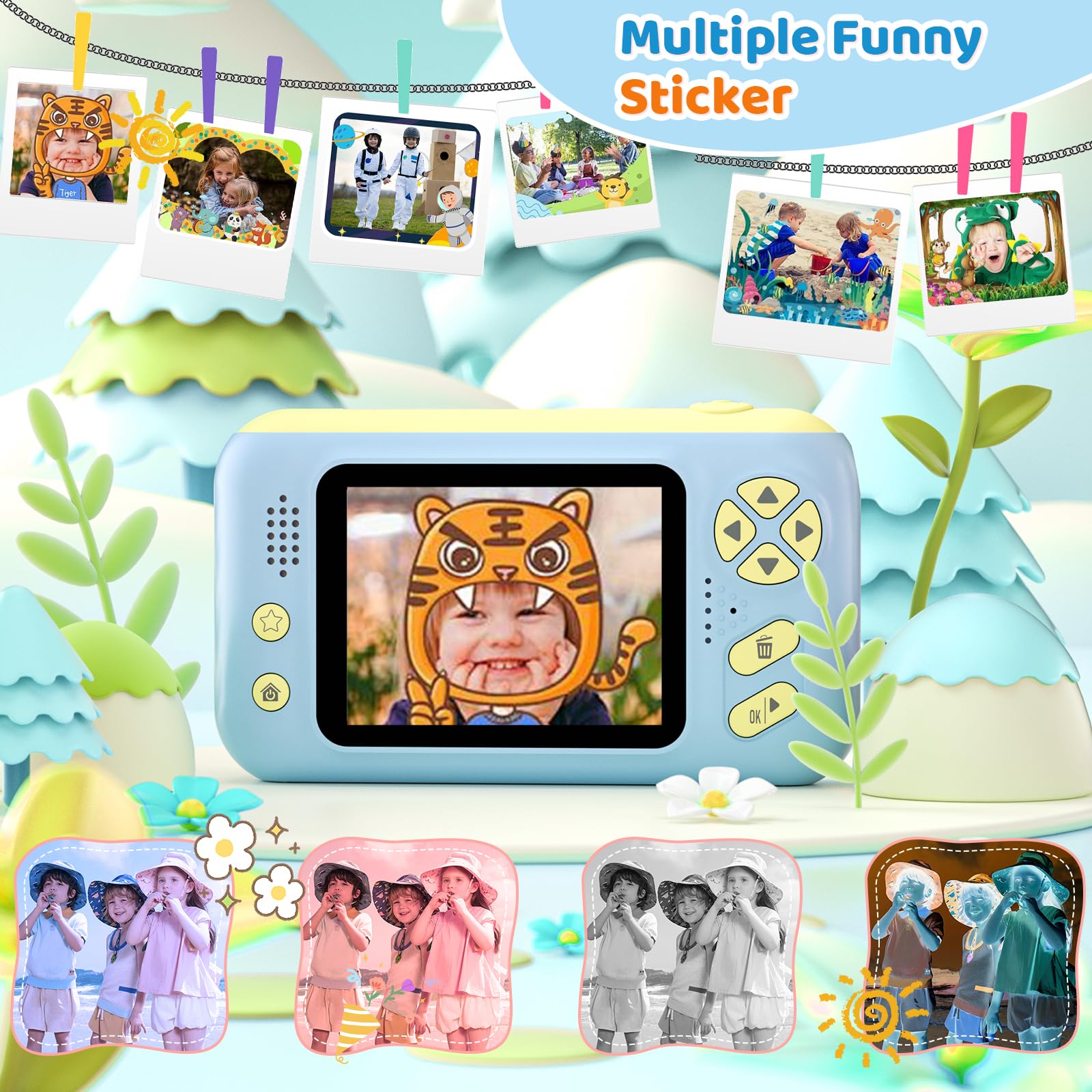Makolle Camera for Kids, Portable Travel Camera for Childrens Age 3-8, Blue