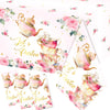 Dydamud Pink Floral Tea Party Tablecloth, Girls Tea Party Birthday Supplies 3pcs Let's Partea Spring Disposable Table Cover for Baby Shower, Floral