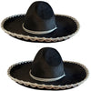 GiftExpress 2 Pack Black Mariachi Sombrero Hat with Silver Trim, Sombrero for Cinco de Mayo, Halloween Costume, Mexican Fiesta Costume