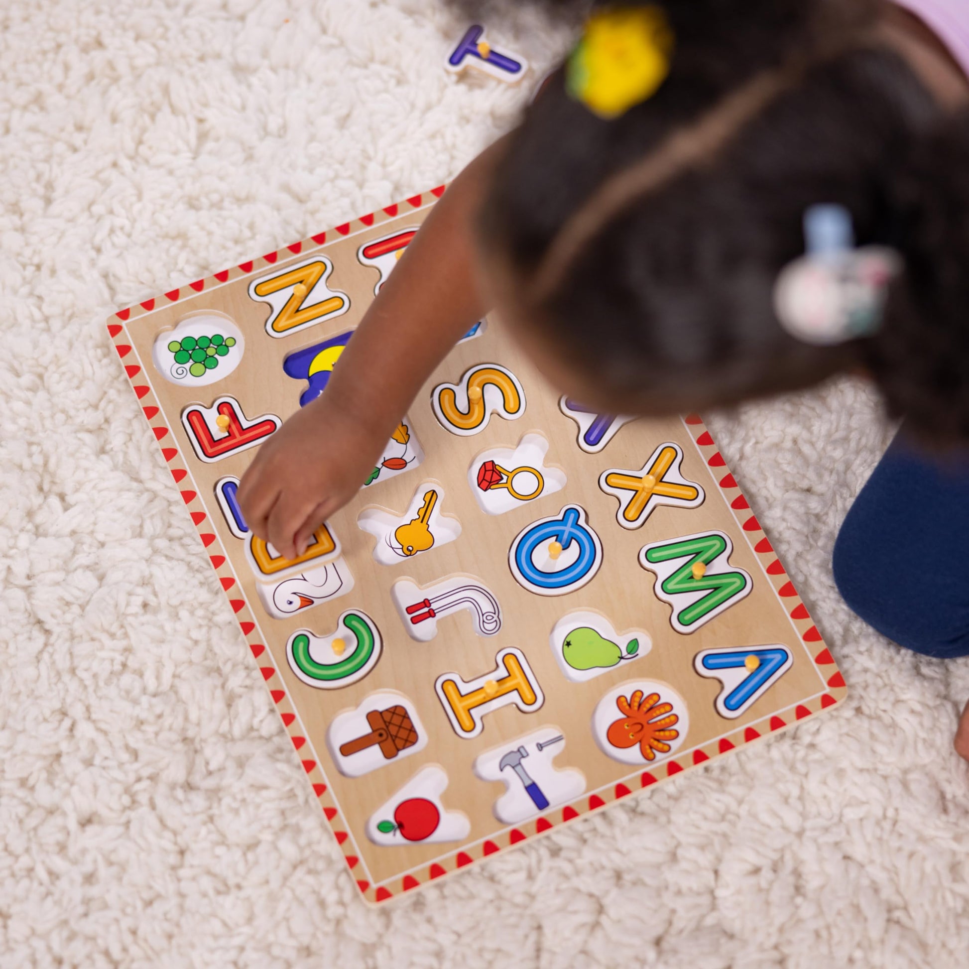Melissa & Doug Wooden Lift & See Peg Puzzle Early Learning 2-Pack for Girls and Boys - Alphabet, Numbers