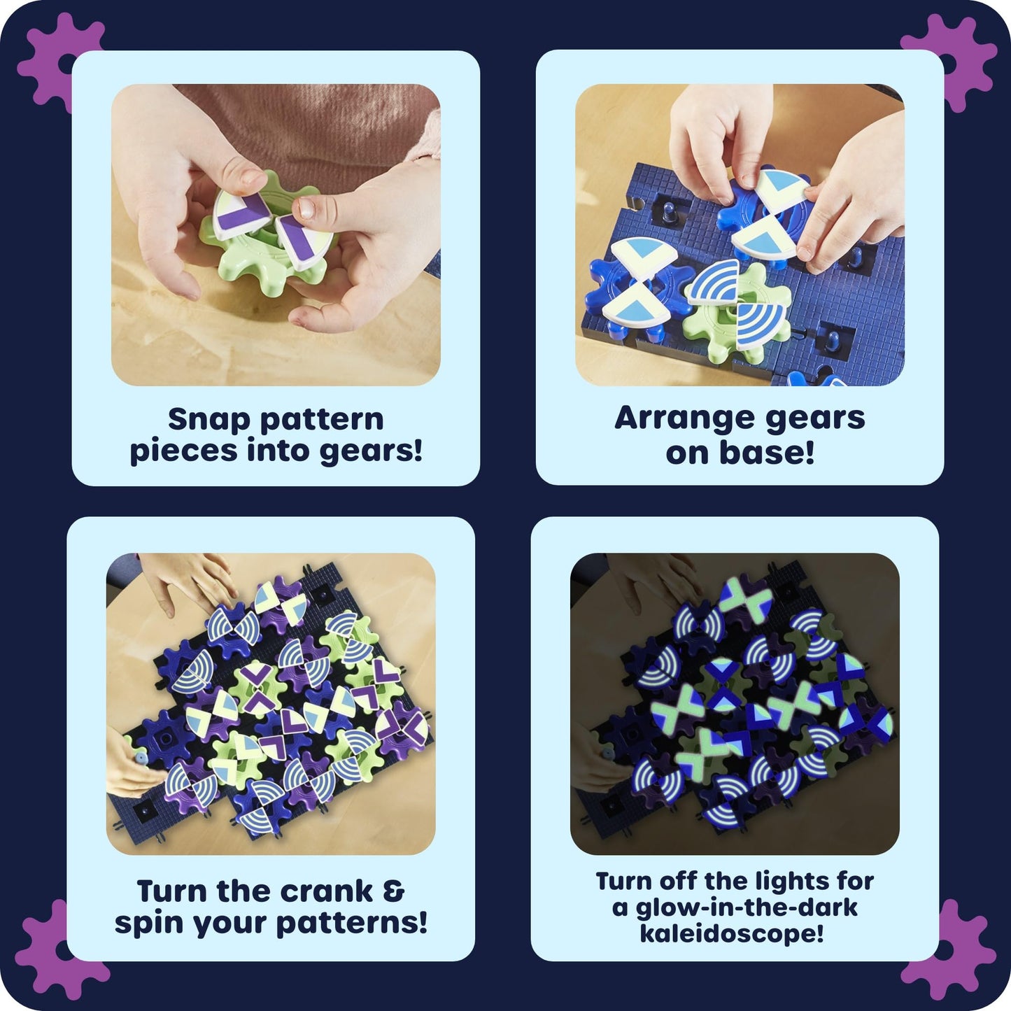 Learning Resources Glowing PatternGears - Building Set with Glow in the Dark Stickers, Toddlers Hands-On Toy, STEM Construction & Engineering, Fine