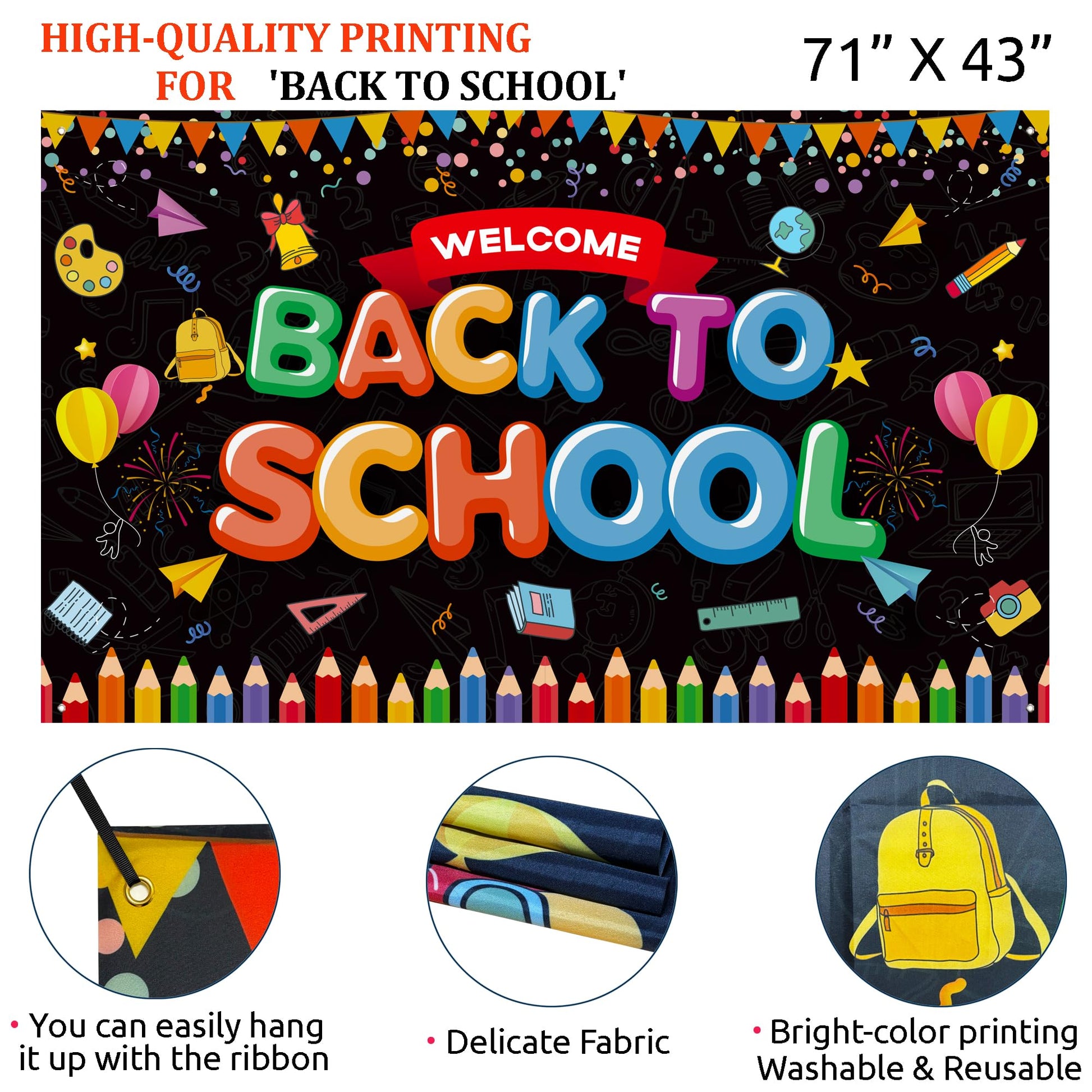 Back to School Decorations, 151PCS Back to School Balloon Garland Arch kit with Large Welcome Back To School Backdrop Banner for First Day of School