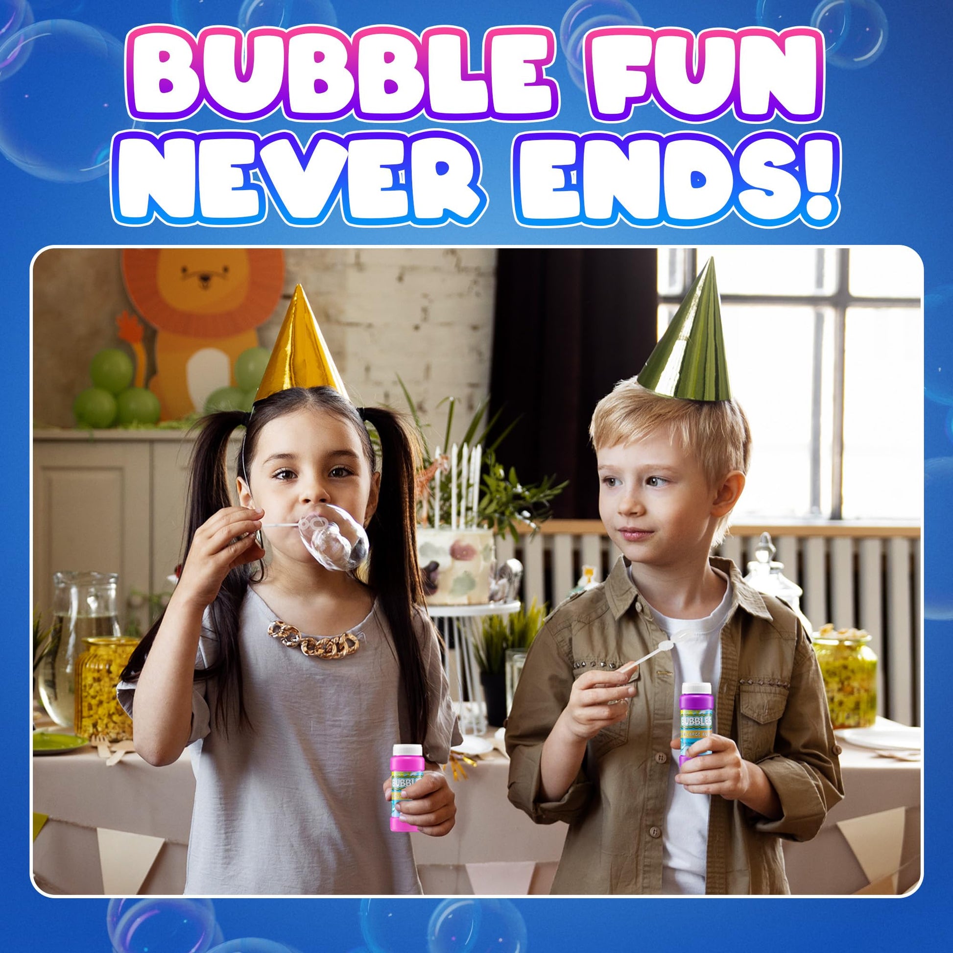 Party Bubble Bottles (24-Pack) Bubble Wands for Kids & Birthday Favors