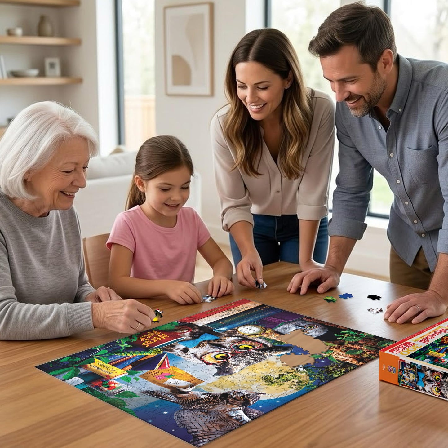 Masterpieces 300 Piece EZ Grip Jigsaw Puzzle - Night Owls Study Group - 18"x24"