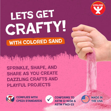 Hygloss Colored Sand for Crafts - 6 Assorted Colors Bags - 1 lb Vibrant Colorful Fine Sensory Play Sand Art Kits for Kids - Classroom Activities