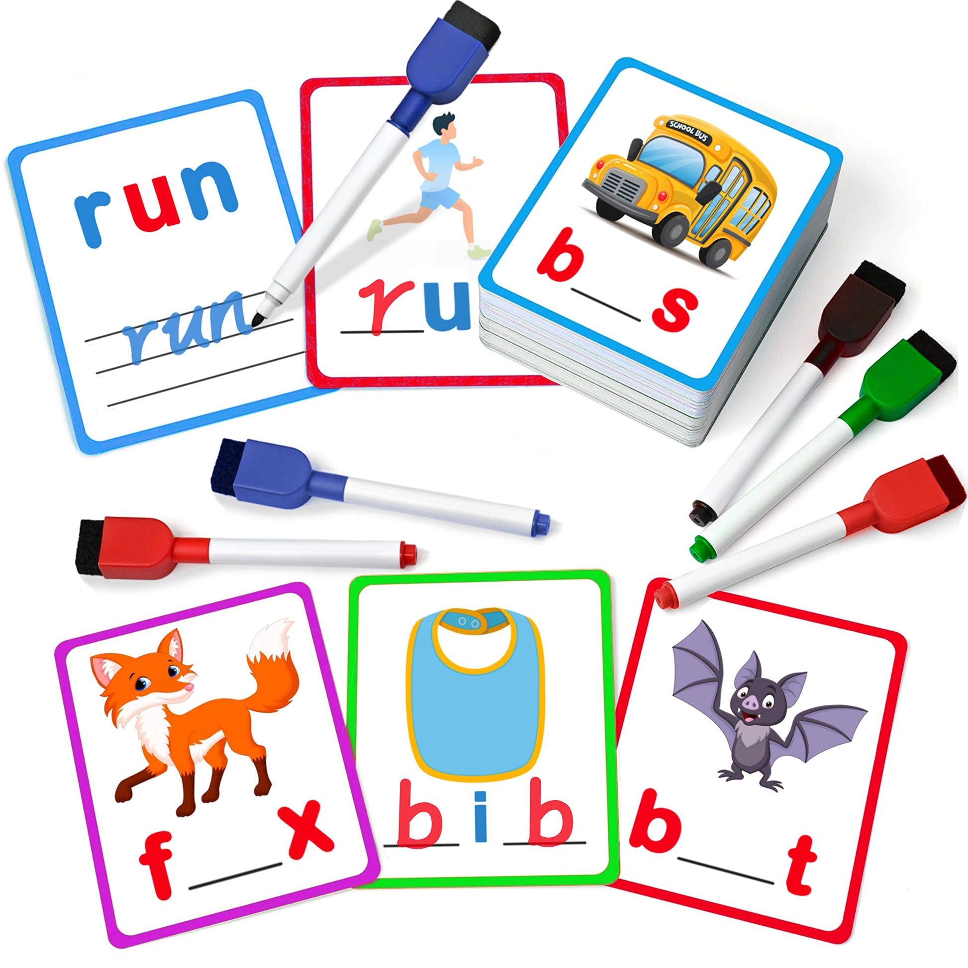 100 Short Vowel Spelling Flashcards, Handwriting Cards Learn to Write CVC Sight Words CVC Words Games for Kindergarten Learning Activities, Montessori