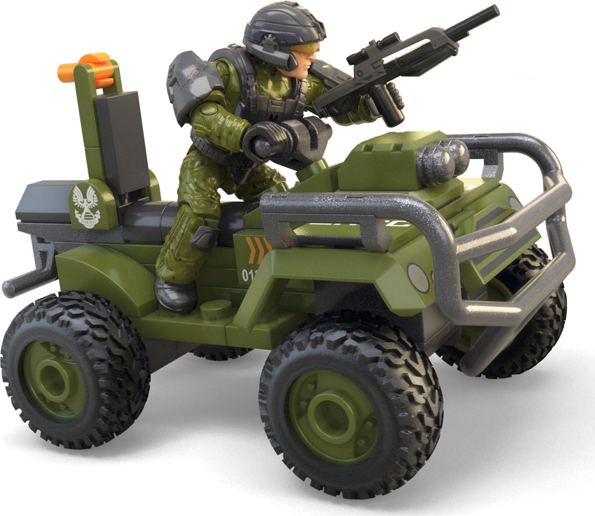 MEGA Halo The Series ATV Building Toys Set, FLEETCOM Mongoose Vehicle with 79 Pieces, 1 Poseable Articulation Figure, Green, Kids or Adults