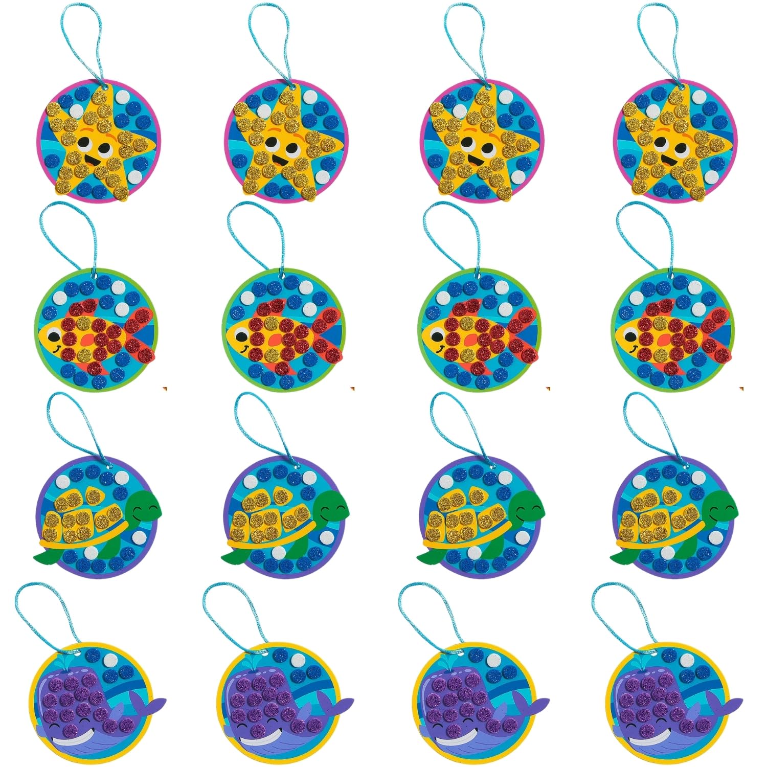 Fun Express Under The Sea Glitter Foam Mosaic Ck - VBS Vacation Bible School Supplies/Decor - Educational and Learning Activities for Kids -12 Pieces