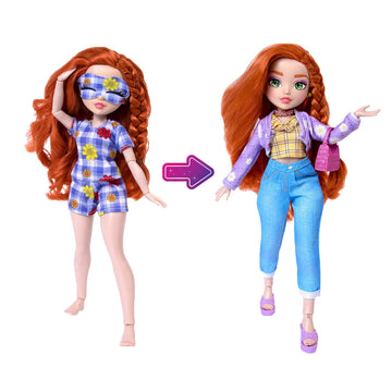 Far Out Toys GLO-UP Girls Rose Redhead Fashion Doll, 25 Fabulous Suprises, Accessories, Purses, Bath Bomb, Spa Face Masks, Color-Changing Nail Play