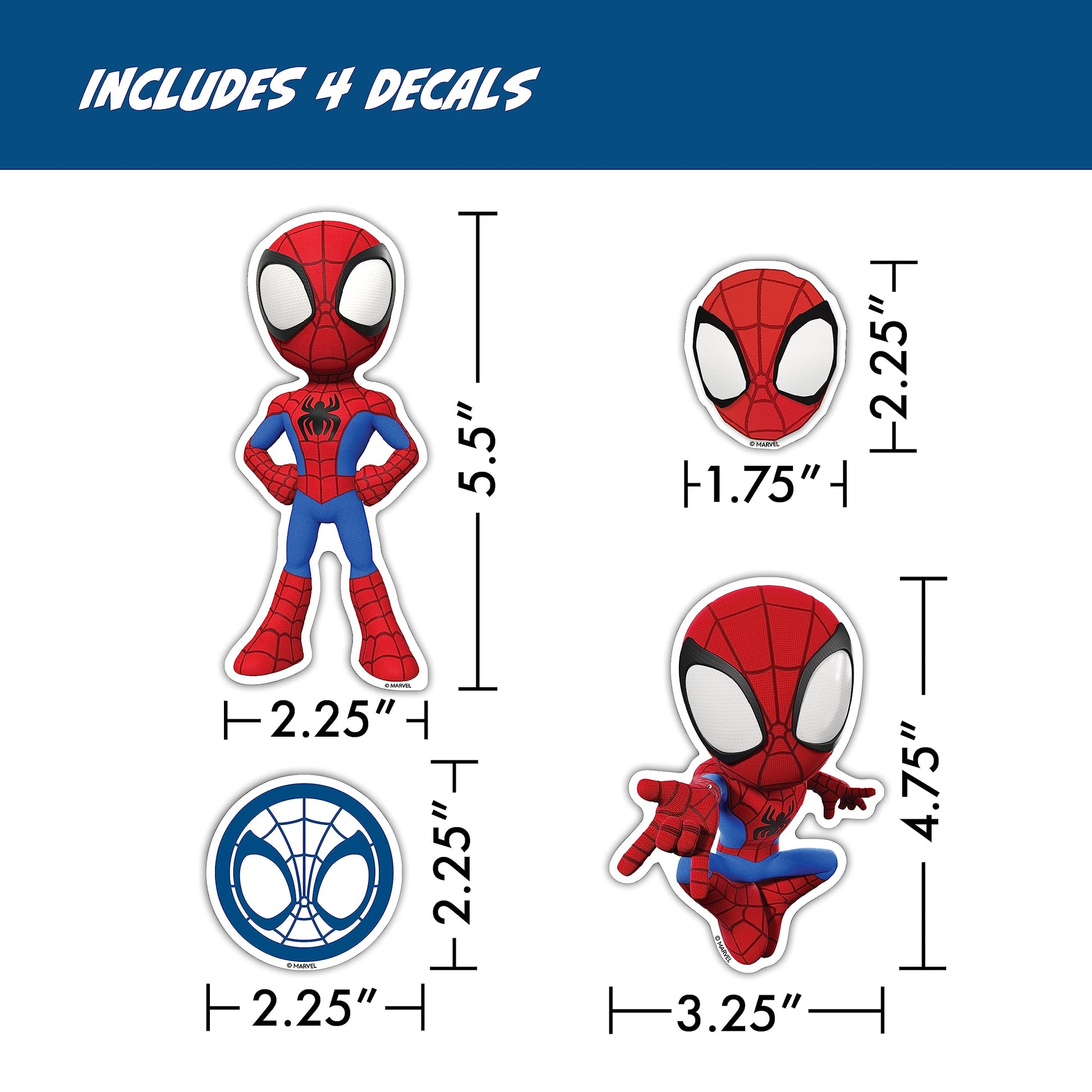 Marvel Spidey and His Amazing Friends Decals - Set of 12 Spidey, Spin, Ghost Spider Vinyl Stickers for Car Water Bottle Bike Helmet Laptop Skateboard