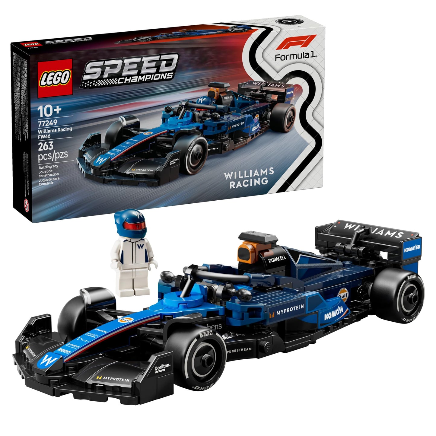 LEGO Speed Champions Williams Racing FW46 F1 Race Car Toy - Building Set for Kids, Boys & Girls, Ages 10+ - Toy Car for F1 Fans - Gift Idea