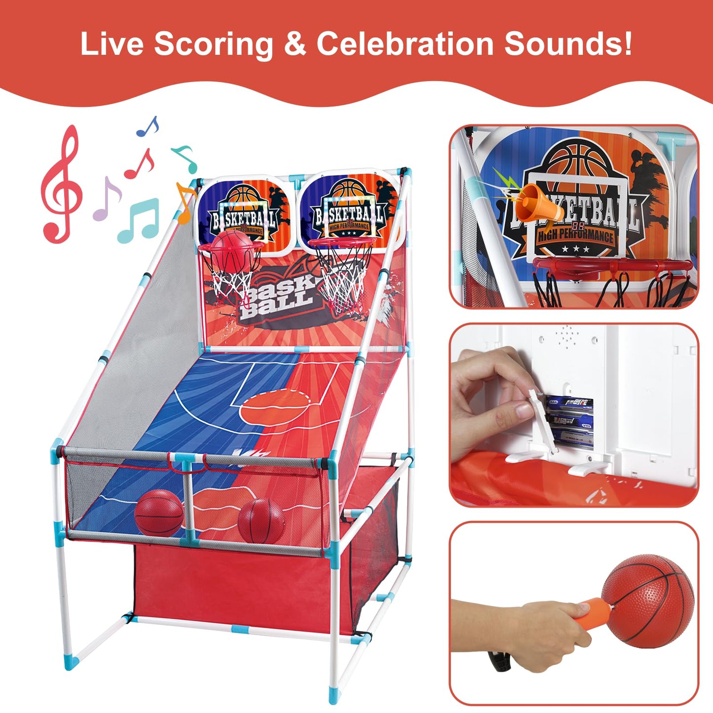 Basketball Arcade Game, Double Basketball Hoop indoor Sports Game for kids
