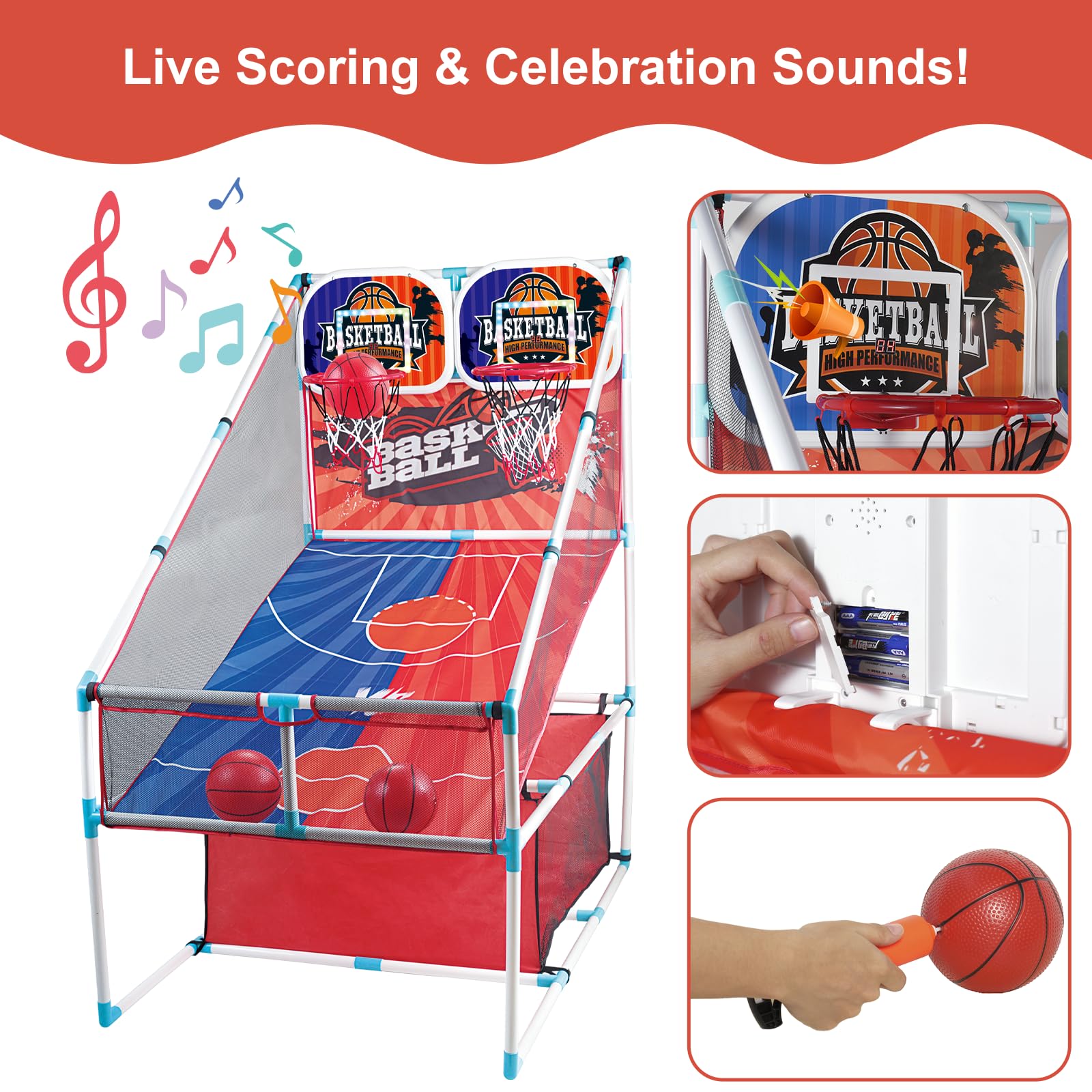 Basketball Arcade Game, Double Basketball Hoop indoor Sports Game for kids