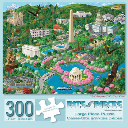 Bits and Pieces - Washington D.C. City View Jigsaw Puzzle for Adults - U.S. Capitol Scene Puzzle by Artist Joseph Burgess - Unique Random-Cut Pieces