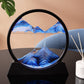 12 Inch Large Flowing 3D Natural Landscape Dynamic Art - Round Glass Deep Sea Sand Painting for Home Decoration, Blue