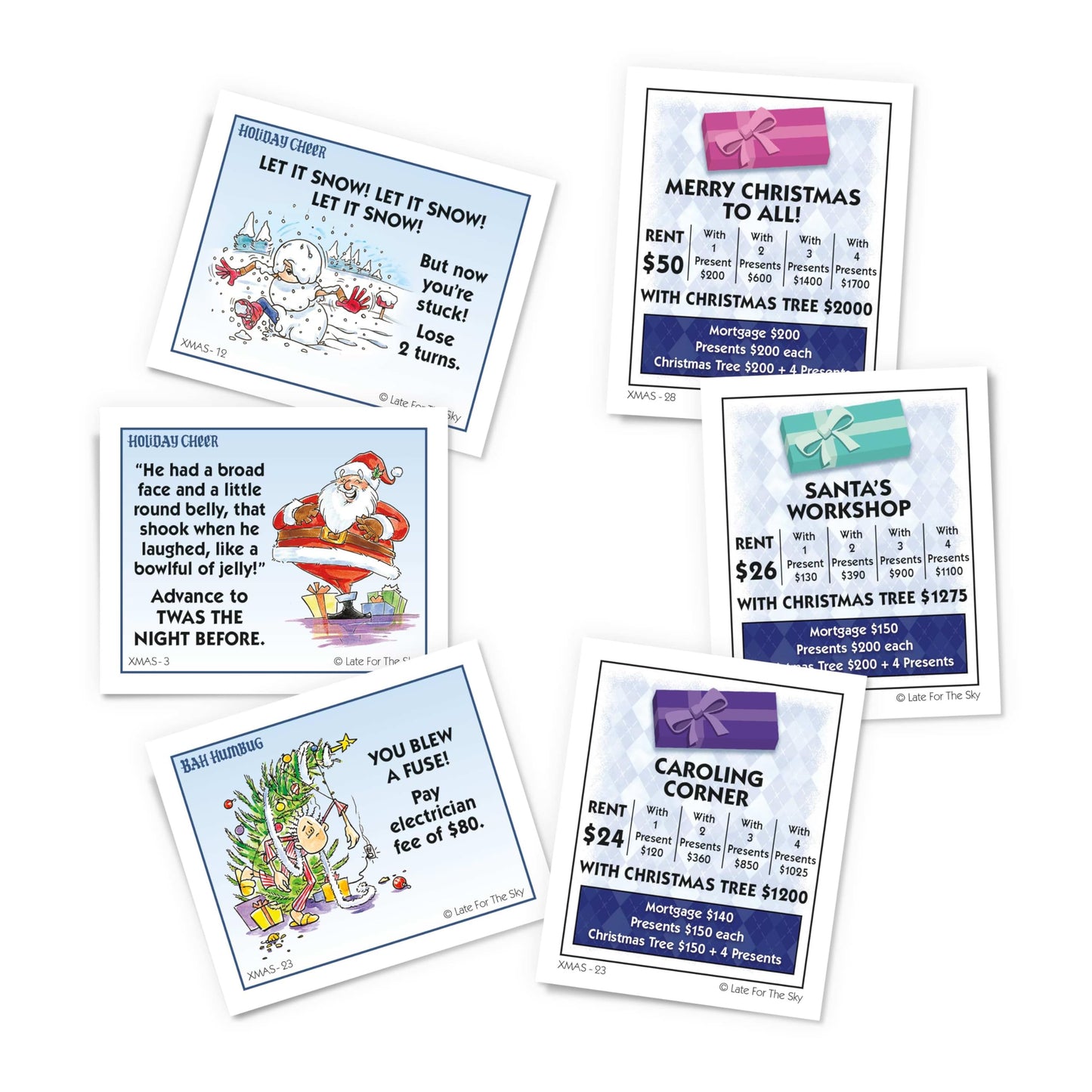 Late for the Sky Christmas-Opoly Board Game - Family Holiday Party Game for 2-6 Players, Ages 8+, Festive Collect-and-Trade Play, Classic or 60-Minute