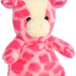 Aurora Vibrant Jammies Strawberry Giraffe Stuffed Animal - Colorful Delight - Eye-Catching Patterns - Pink 8.5 Inches