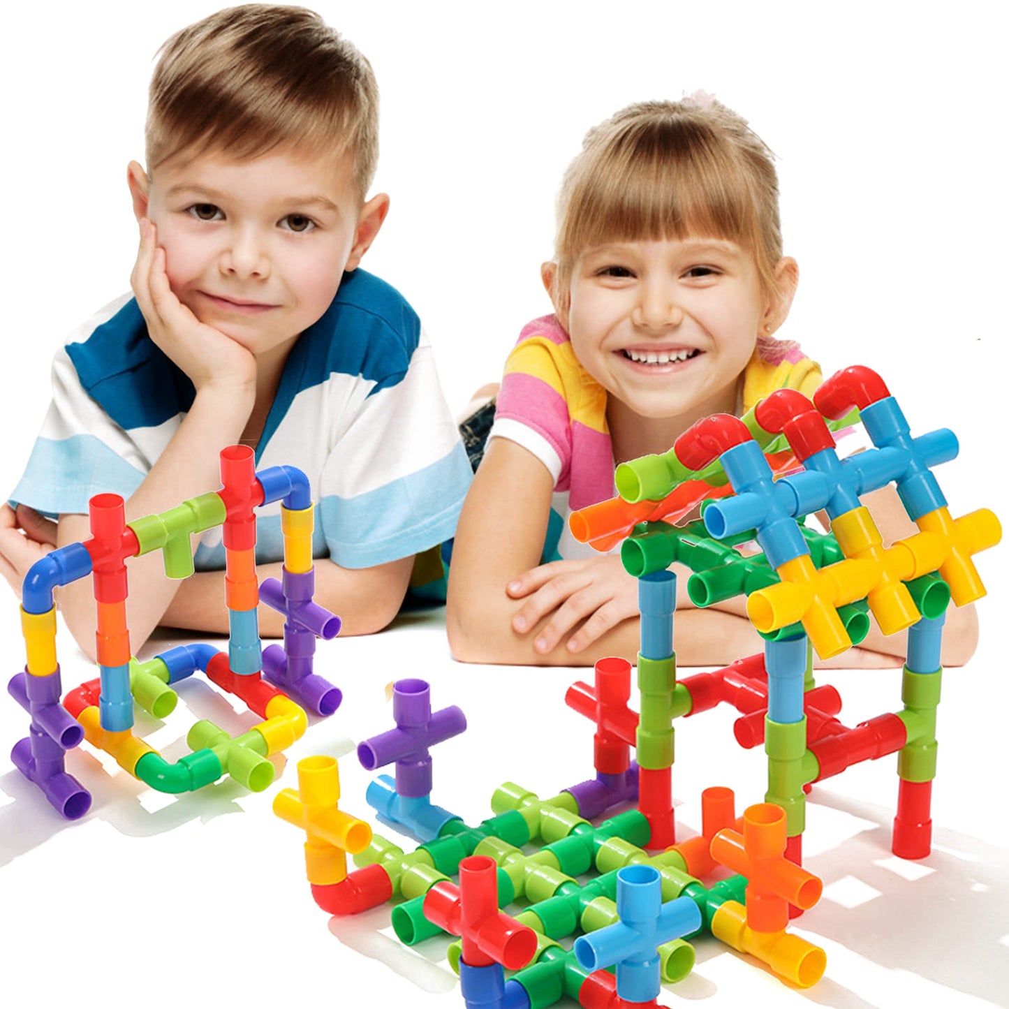 KUTOI Pipe Building Toys, Early Learning Educational Tubular Pipes, Kids Building Blocks, STEM Toys for 3 Year Old + Boys and Girls, 72 Pcs Stim Toy