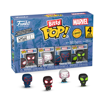 Funko Pop! Bitty: Spider-Man - Miles Morales, Ghost Spider, Spider-Man 2099, and Mystery Chase Figure - 0.9 Inch (2.2 Cm) - Marvel Comics Collectable