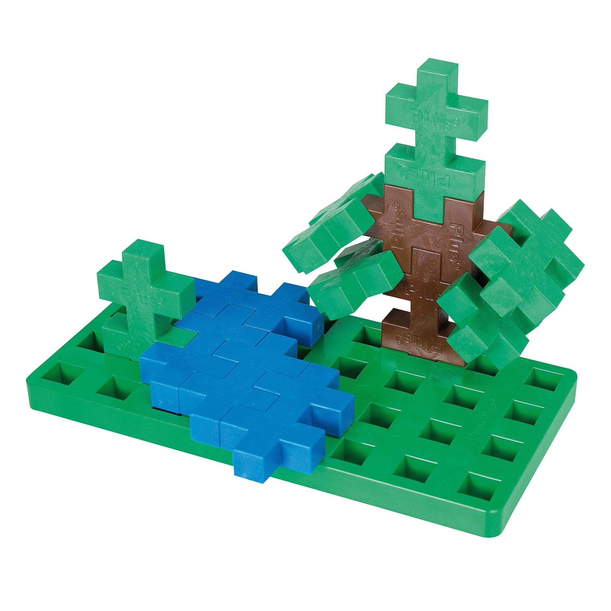 PLUS PLUS Big Baseplate Duo, Green & White - Base Accessory for Building and displaying Creations, Construction Building Stem Toy for Toddlers