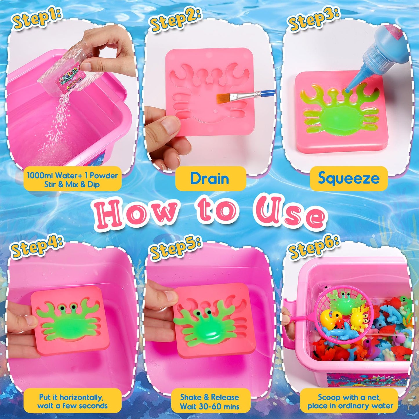 MDINGTD Magic Water Elf Toy Kit: DIY Squishy Toys Art Crafts Kits with 12 Gels and 12 Molds, Make Your Own Creative Toys Party Favors Christmas