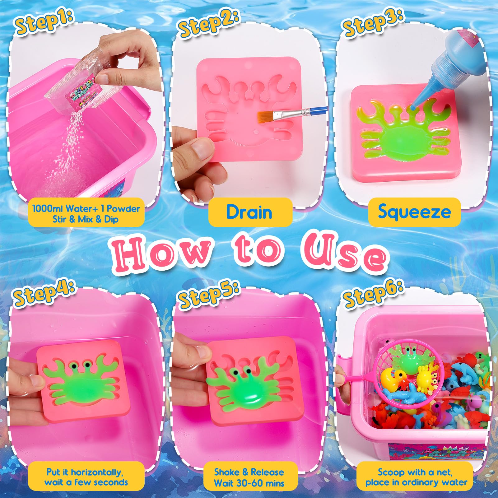 MDINGTD Magic Water Elf Toy Kit: DIY Squishy Toys Art Crafts Kits with 12 Gels and 12 Molds, Make Your Own Creative Toys Party Favors Christmas