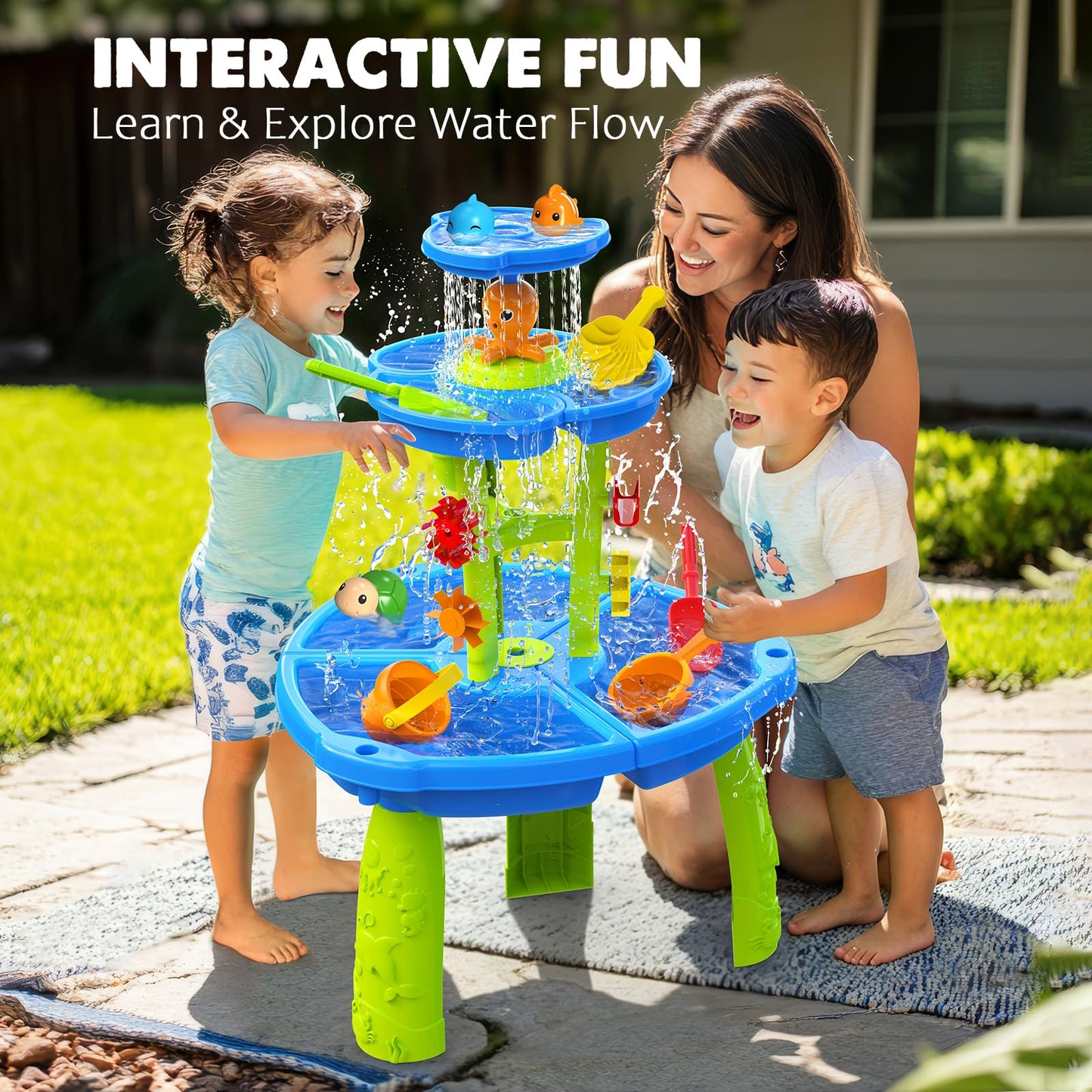 CozyBomB™ Water Table for Toddlers 3-5 | Outdoor Toys Water Play Table, Magnetic Fishing Toy Game, Summer Splash Pond Showers Sand Activity, Sensory