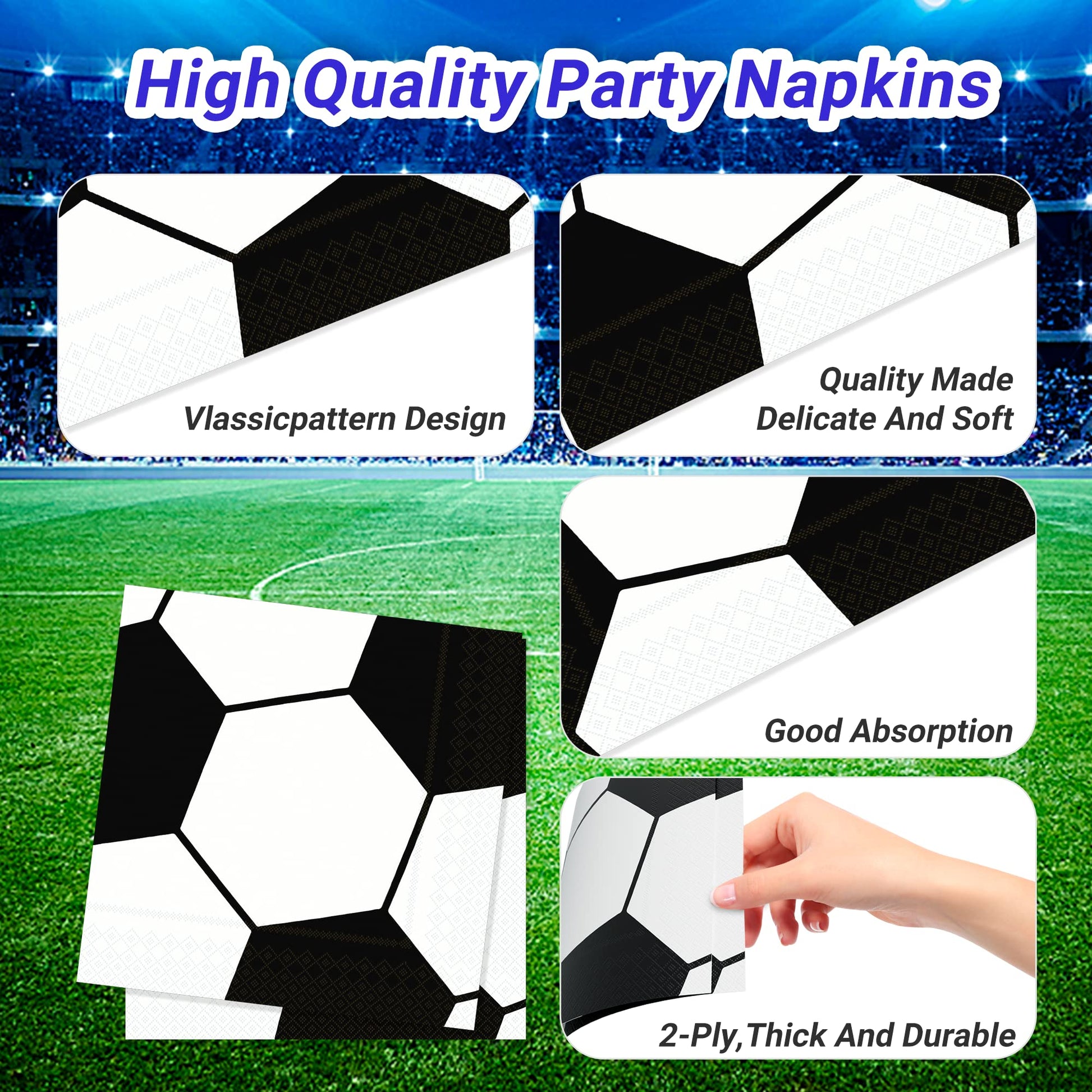 LMJUNZZ 120 Pcs Soccer Party Supplies Bundle Paper Plates Napkins Forks Soccer Party Birthday Decorations For Kids Serves 30