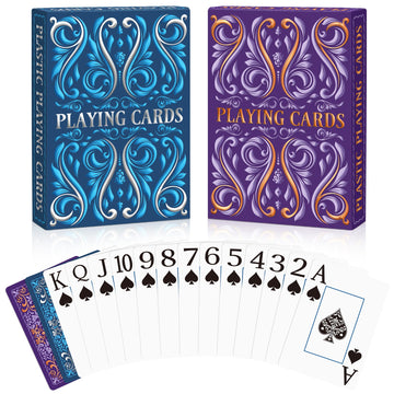 Playing Cards, Plastic Playing Cards Waterproof, Deck of Cards 2 Pack, Large Print Playing Card for Seniors Adults, Premium Poker Cards Set for Beach