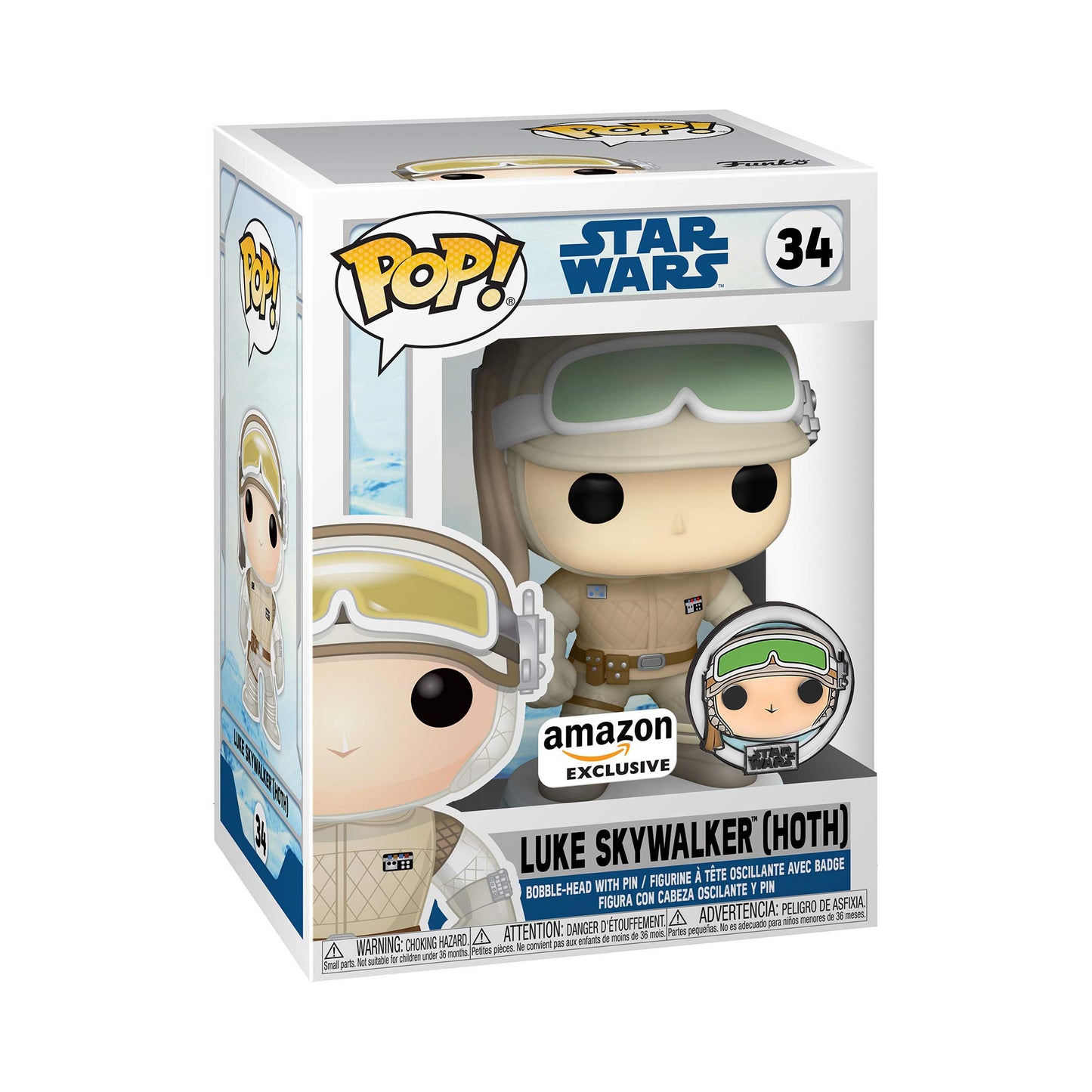 Funko POP! Star Wars: Hoth Luke Skywalker with Pin - Amazon Exclusive