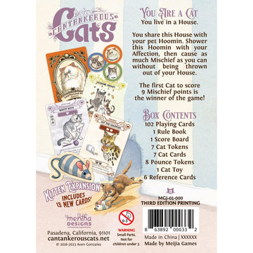 Mentha Designs: Cantankerous Cats 3rd Edition - Cute Take-that Card Game, Mischief & Cunning Hand Management Party Game, Age 10+, 2-6 Players, 25+ Min