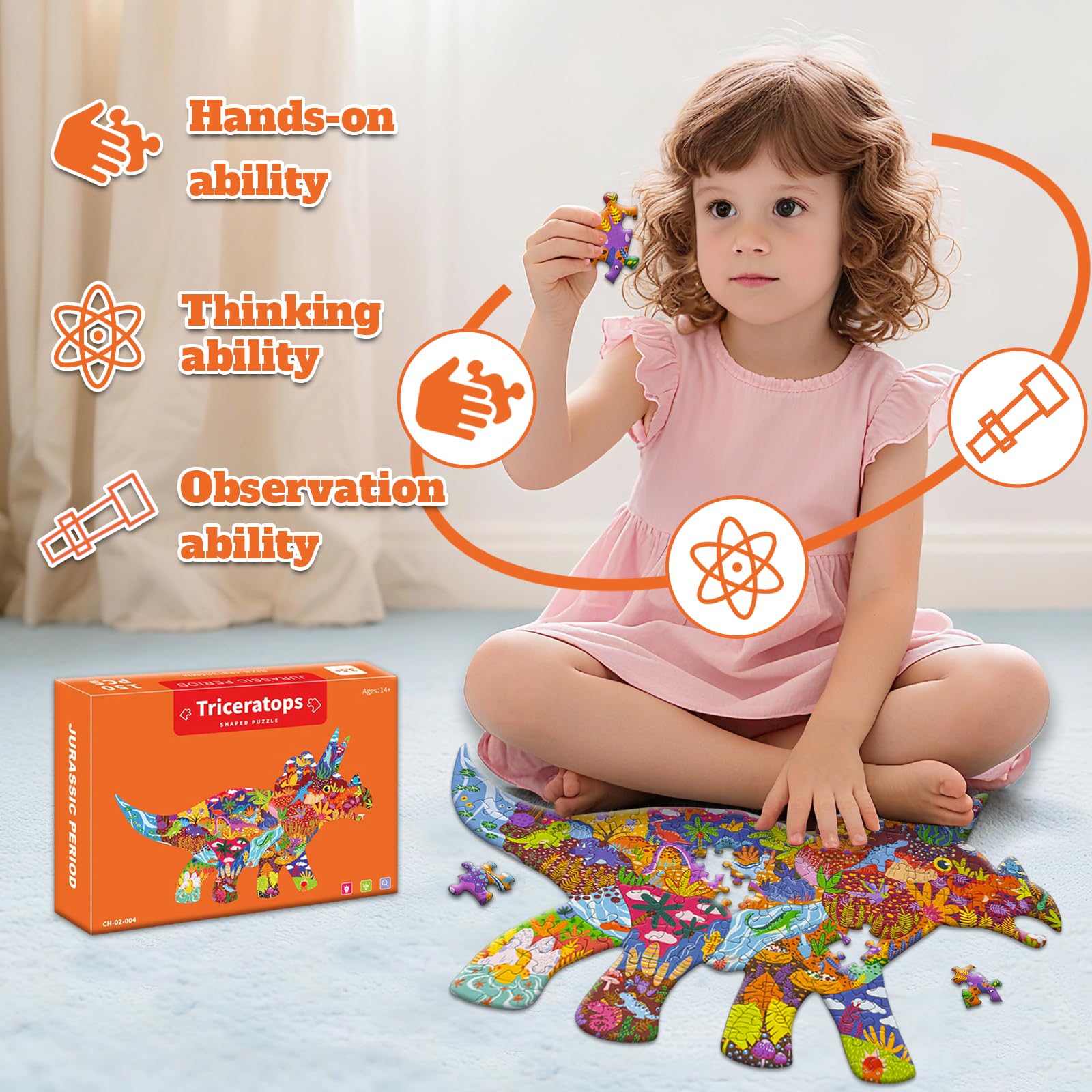 GIVEITALL Irregular Jigsaw Puzzles for Kids Ages 4-6 Year Old,Triceratops