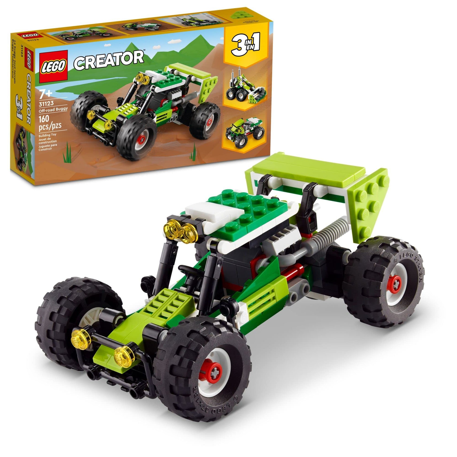 LEGO Creator 3 in 1 Off-Road Buggy, Transforms to 3 Different Construction Vehicles from Skid Loader Digger to ATV Car Toy to Off-Roader, Construction