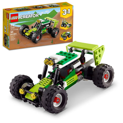 LEGO Creator 3 in 1 Off-Road Buggy, Transforms to 3 Different Construction Vehicles from Skid Loader Digger to ATV Car Toy to Off-Roader, Construction