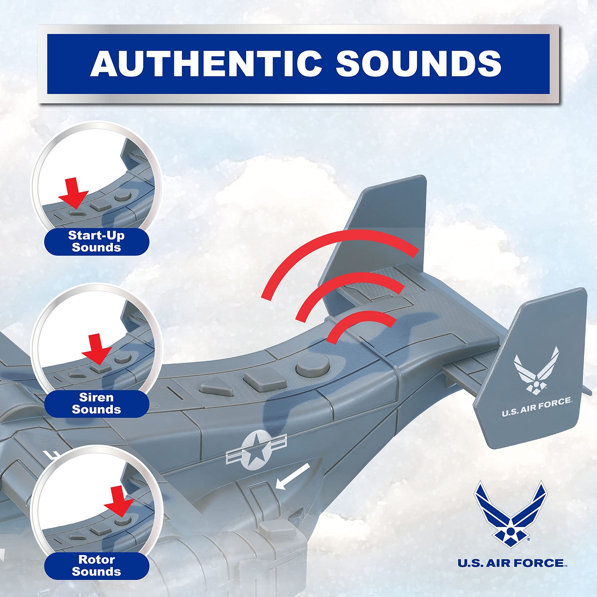 Lollipop United States Air Force Military Helicopter, V-22 Osprey Airplane, 1:72 Scale Aircraft Carrier Model, Battle/Rescue Helicopter Toy w/Sounds