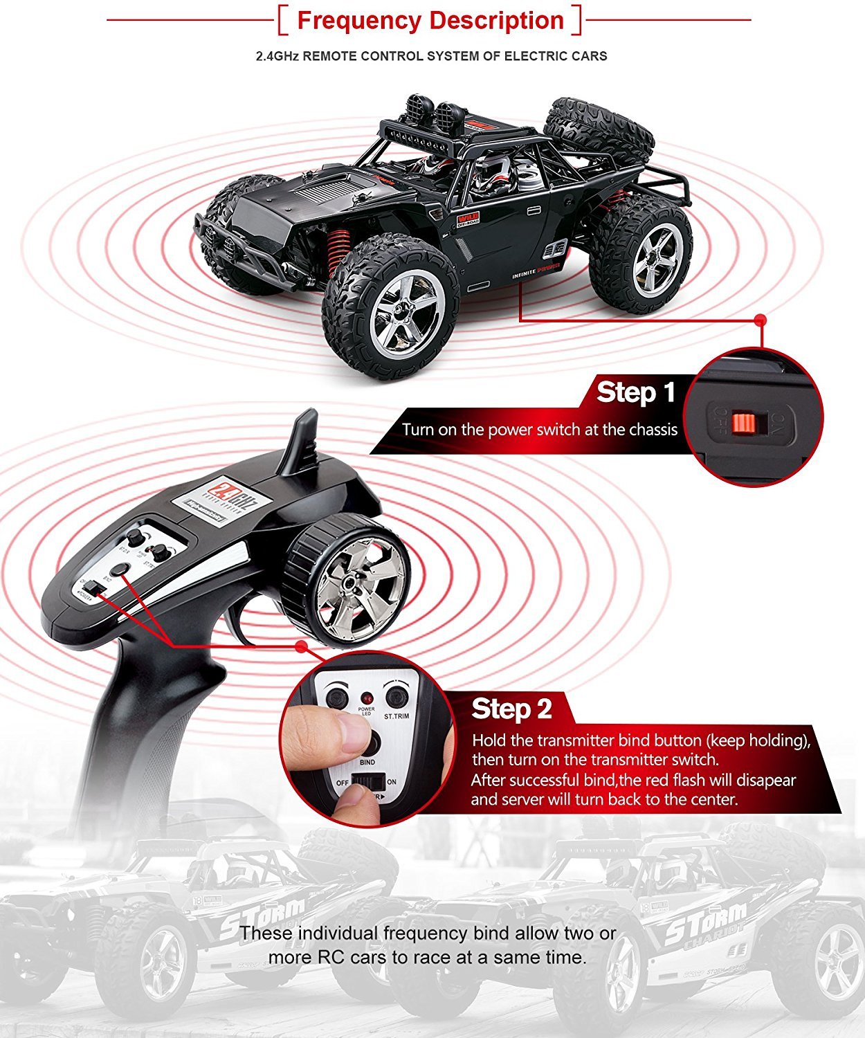 FMTStore 1:12 Scale RC CAR Desert Buggy High Speed 30MPH+ 4x4 Fast Race Cars RTR Racing 4WD Electric Power 2.4GHz Radio Remote Control Off Road Truck