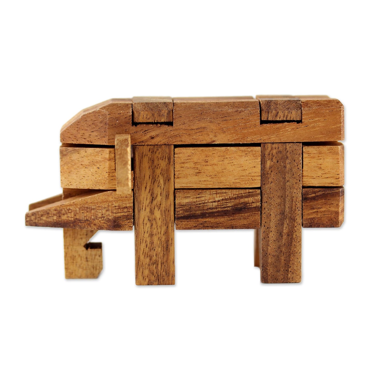 NOVICA Brown Raintree Wood Elephant Puzzle Game, 'Puzzles'
