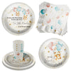 Birthday Galore Twin Teddy Bears Party Supplies - 64 Piece Twins Baby Shower Tableware Set Includes Large 9" Dinner Plates and 8" Dessert Paper Plates