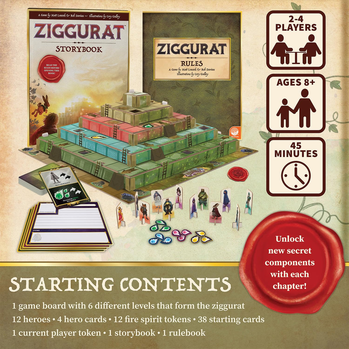 MindWare Ziggurat Cooperative Family Legacy Adventure Game by Matt Leacock & Rob Daviau, Illustrated by Cory Godbey for Ages 8+