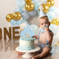 EONNCNT Castle Cake Topper - Light Blue Glitter Castle Theme Birthday Cake Decorating Supplies, Princess Prince Baby Shower Birthday Party Supplies