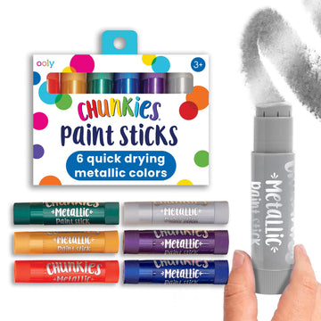 Ooly Chunkies 6 Metallic Paint Sticks For Kids, Tempera Paint Sticks Metallic Colors Set, No Mess Quick Drying Art Supplies for Toddlers and Kids