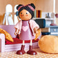 Tender Leaf Toys - Ayana and Her Cat - Wooden Miniatures Flexible Doll, Multicultural Action Figure for Dollhouse - Encourage Creative and Imaginative