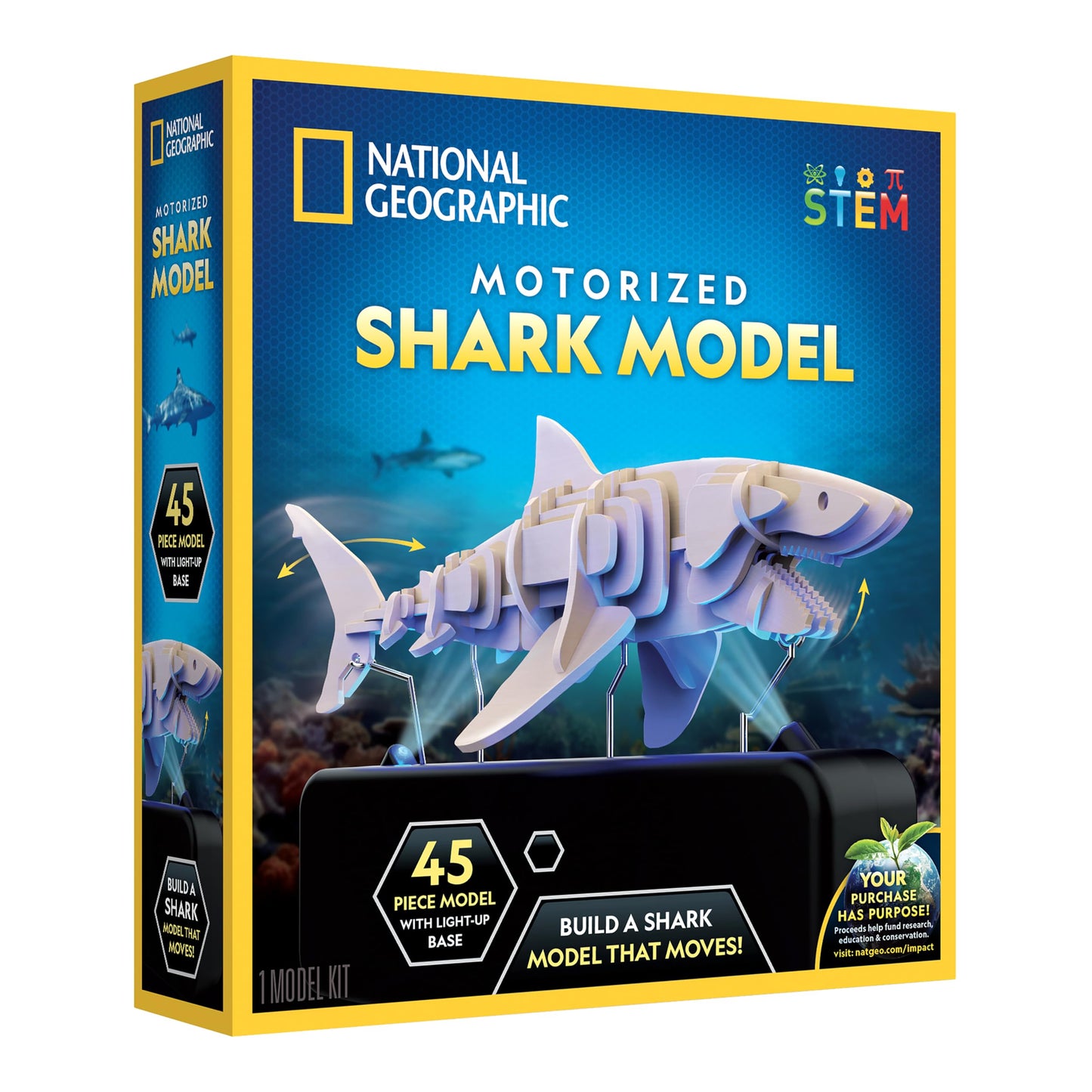 National Geographic Motorized Shark 3D Wood Puzzle Model Kit for Kids