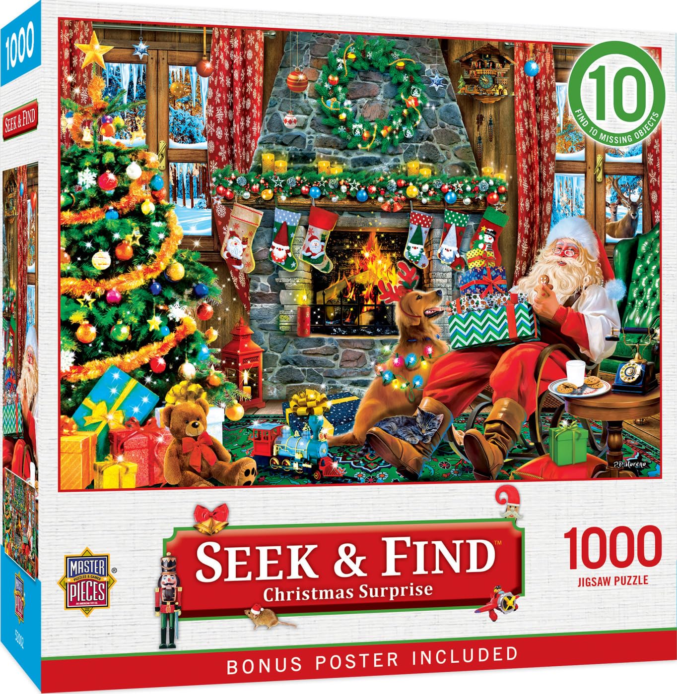 MasterPieces 1000 Piece Seek & Find Jigsaw Puzzle for Adults, Family, Or Youth - Christmas Surprise - 19.25"x26.75"