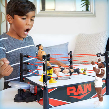 Mattel WWE Wrekkin Kickout Ring Playset 13-in x 20-in & 2 Modes: Randomized Pin Count Ref & Springboard Launcher, Includes Crane, WWE Championship