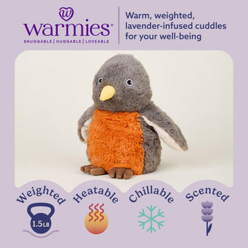 warmies Microwavable & Weighted Stuffed Animals, American Robin - Heated Stuffed Animal Plushie for Warmth & Comfort - Cute Soft Plush Toys for Adults