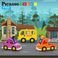 PicassoTiles Magnetic Figures 5 Piece Vehicle and Action Figure Set Including School Bus, Car, Truck and 2 Drivers Magnet Expansion Pack Toddler Toy